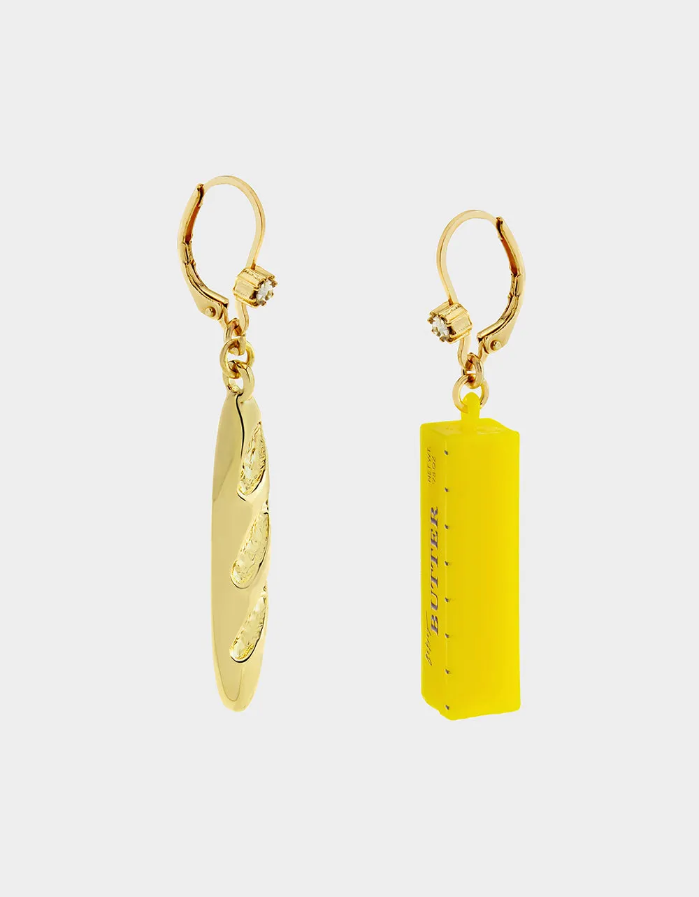 MISMATCH BREAD N BUTTER EARRINGS YELLOW sold by Betsey Johnson product image thumbnail 3