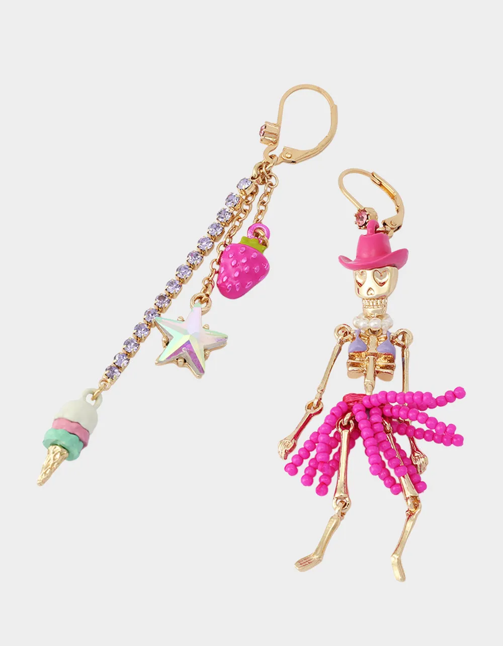 MISMATCH COACHELLA SKELETON EARRINGS PINK sold by Betsey Johnson product image thumbnail 3