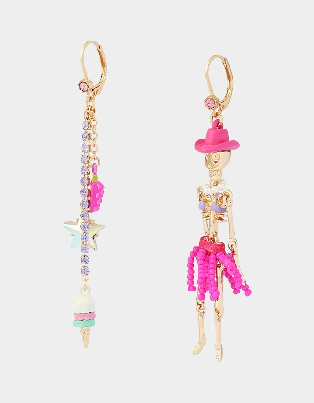 MISMATCH COACHELLA SKELETON EARRINGS PINK sold by Betsey Johnson product image thumbnail 2