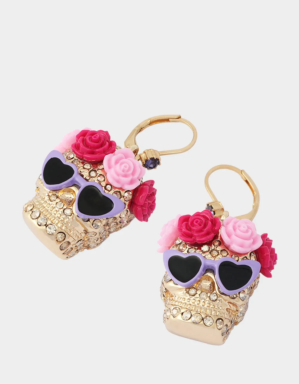 FLOWER CROWN SKULL EARRINGS PINK sold by Betsey Johnson product image thumbnail 2