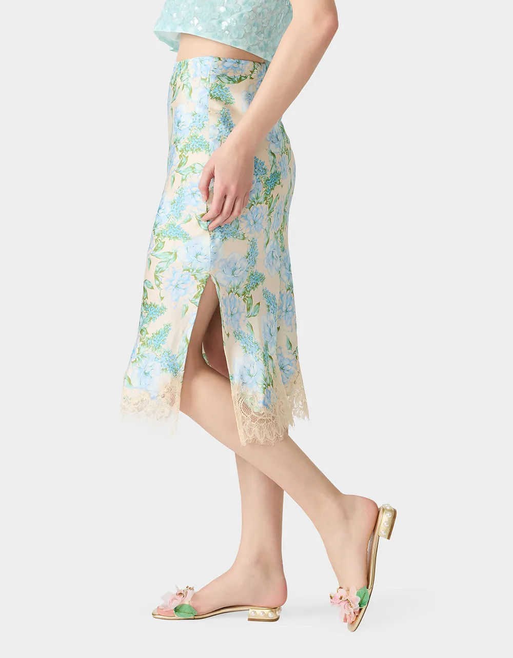 FLORAL SLIP SKIRT LIGHT BLUE sold by Betsey Johnson product image thumbnail 5