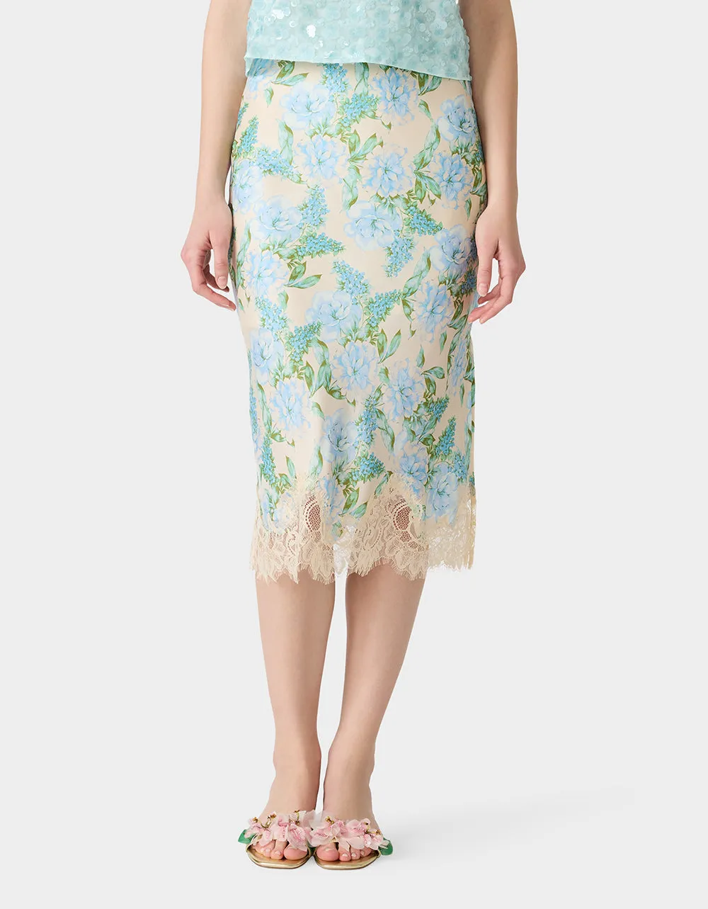 FLORAL SLIP SKIRT LIGHT BLUE sold by Betsey Johnson product image thumbnail 3