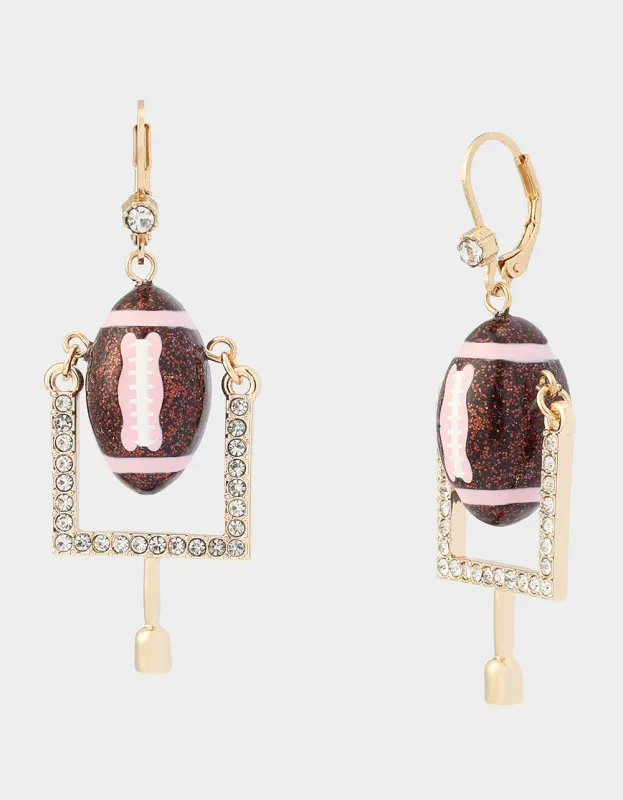 FIELD GOAL LEVERBACK EARRING BROWN made by Betsey Johnson