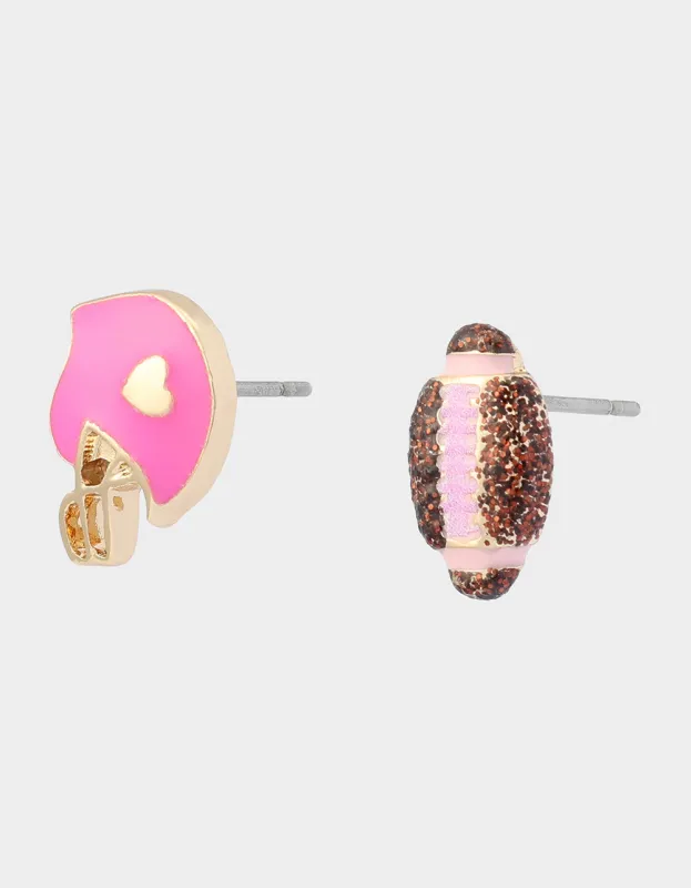 MISMATCH FOOTBALL STUD EARRING PINK made by Betsey Johnson