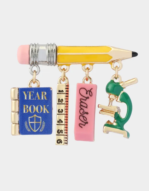 SCHOOL SUPPLIES BROOCH MULTI made by Betsey Johnson