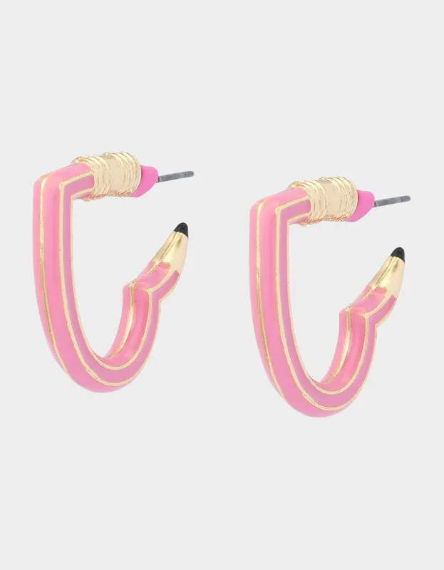 HEART PENCIL HUGGIE EARRING PINK made by Betsey Johnson