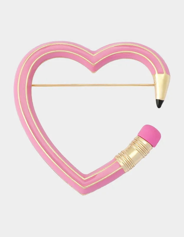 HEART PENCIL BROOCH PINK made by Betsey Johnson
