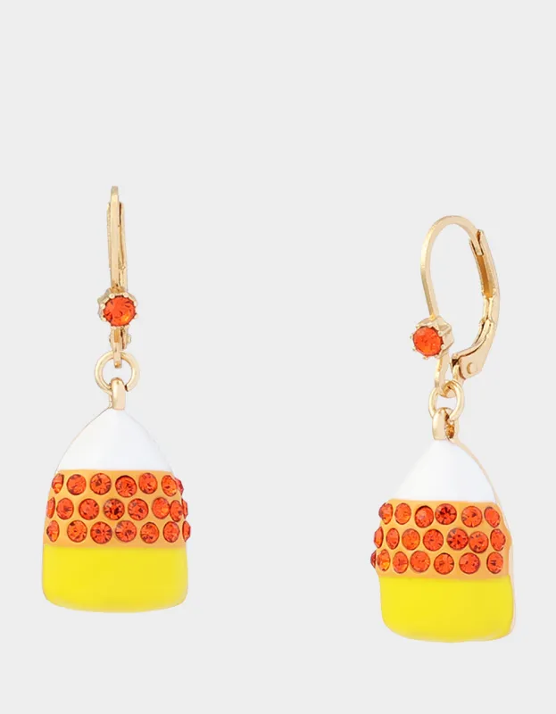 CANDY CORN LEVERBACK EARRING ORANGE made by Betsey Johnson