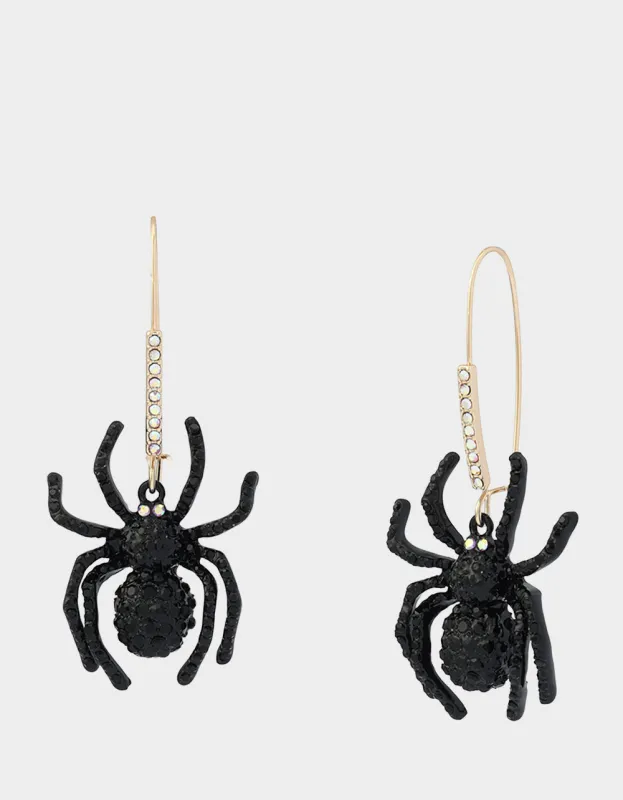 SPIDER SHEPHERD HOOK EARRING BLACK made by Betsey Johnson