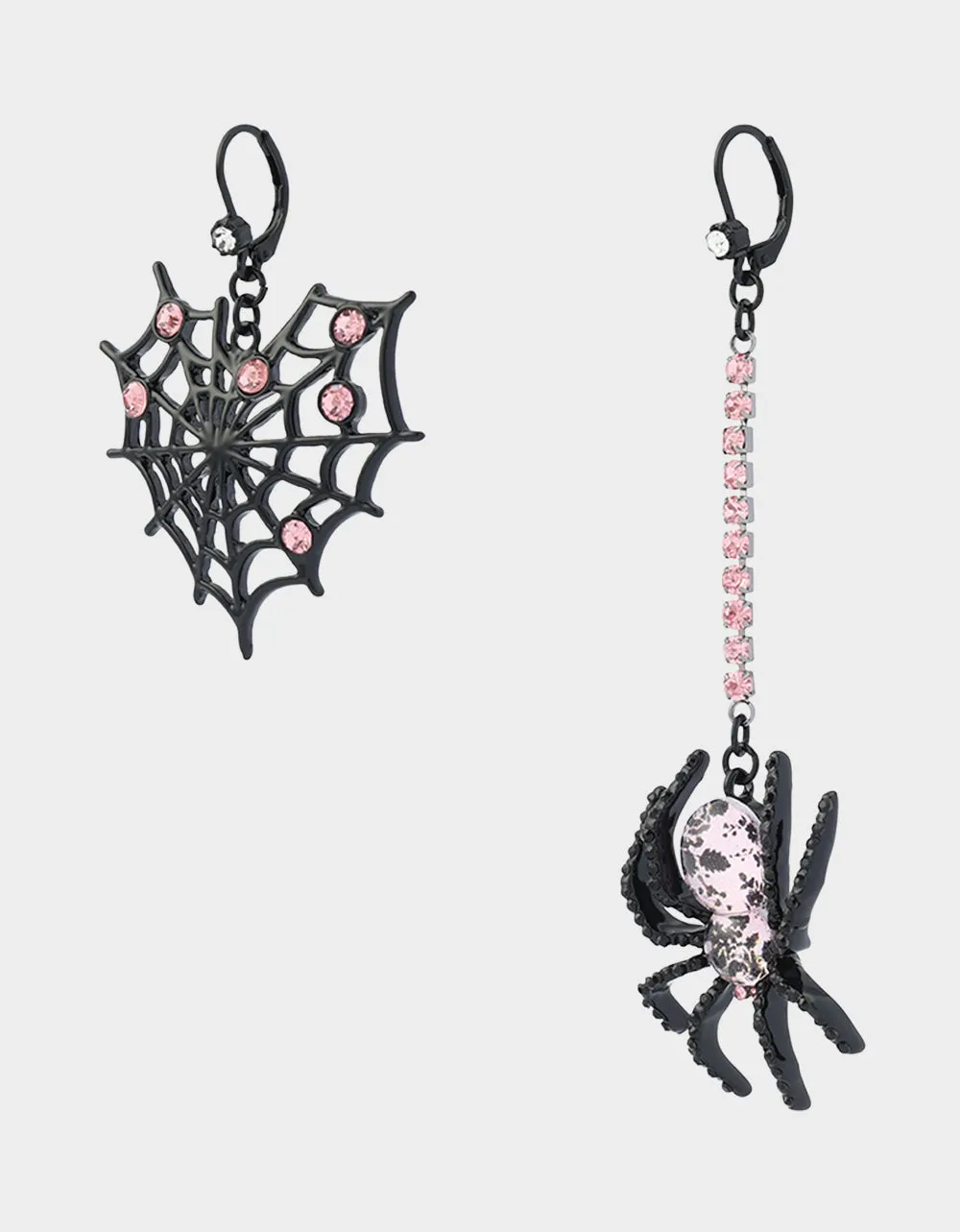 MISMATCH SPIDER WEB LEVERBACK EARRING BLACK sold by Betsey Johnson product image thumbnail 2