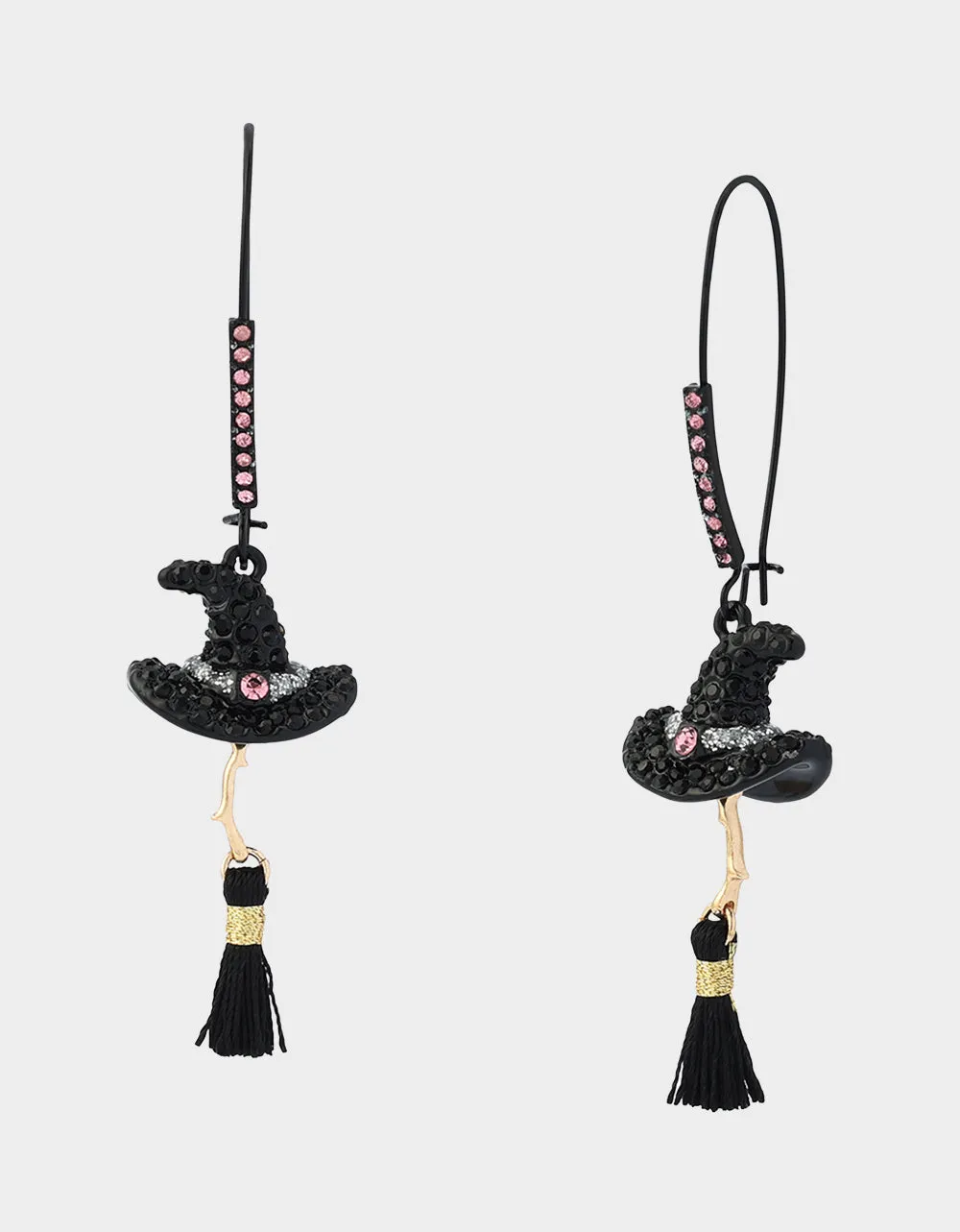 WITCH HAT BROOM SHEPHERD HOOK EARRING PINK sold by Betsey Johnson