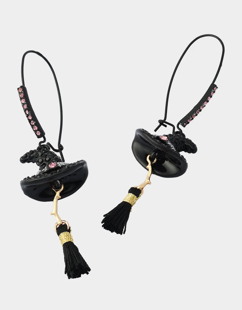 WITCH HAT BROOM SHEPHERD HOOK EARRING PINK sold by Betsey Johnson product image thumbnail 2