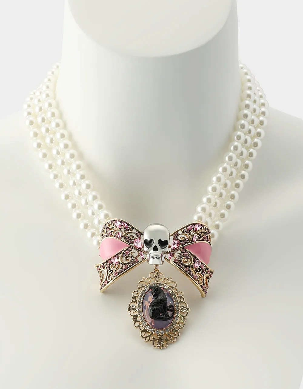 BLACK CAT TORSADE NECKLACE PEARL sold by Betsey Johnson product image thumbnail 2