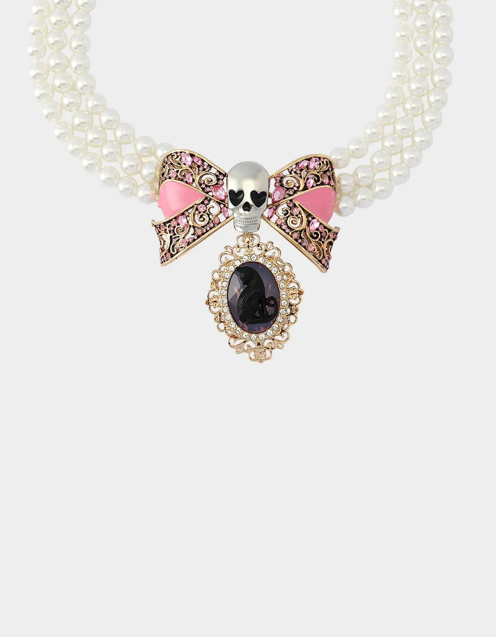 BLACK CAT TORSADE NECKLACE PEARL sold by Betsey Johnson product image thumbnail 3