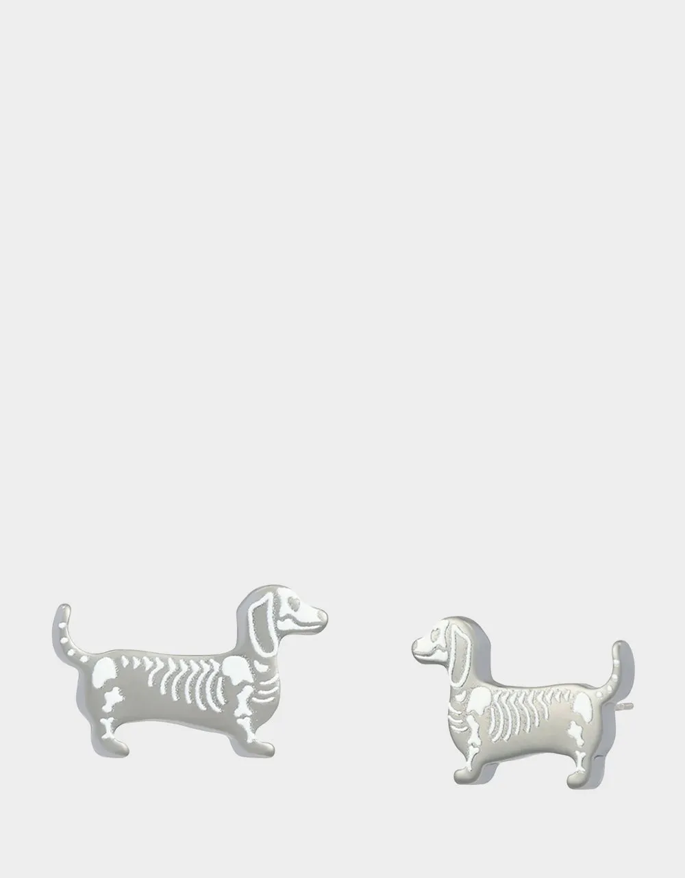 SKELETON DACHSHUND STUD EARRING SILVER sold by Betsey Johnson