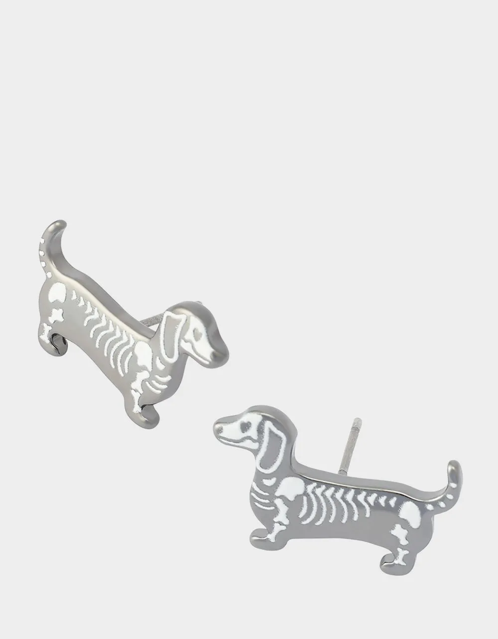 SKELETON DACHSHUND STUD EARRING SILVER sold by Betsey Johnson product image thumbnail 2
