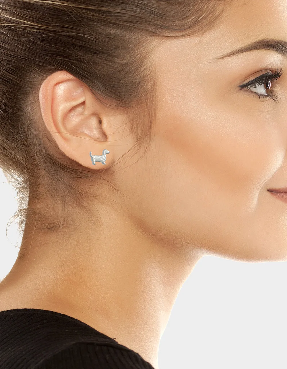 SKELETON DACHSHUND STUD EARRING SILVER sold by Betsey Johnson product image thumbnail 3