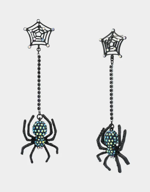 SPIDER WEB LINEAR EARRING GREEN made by Betsey Johnson