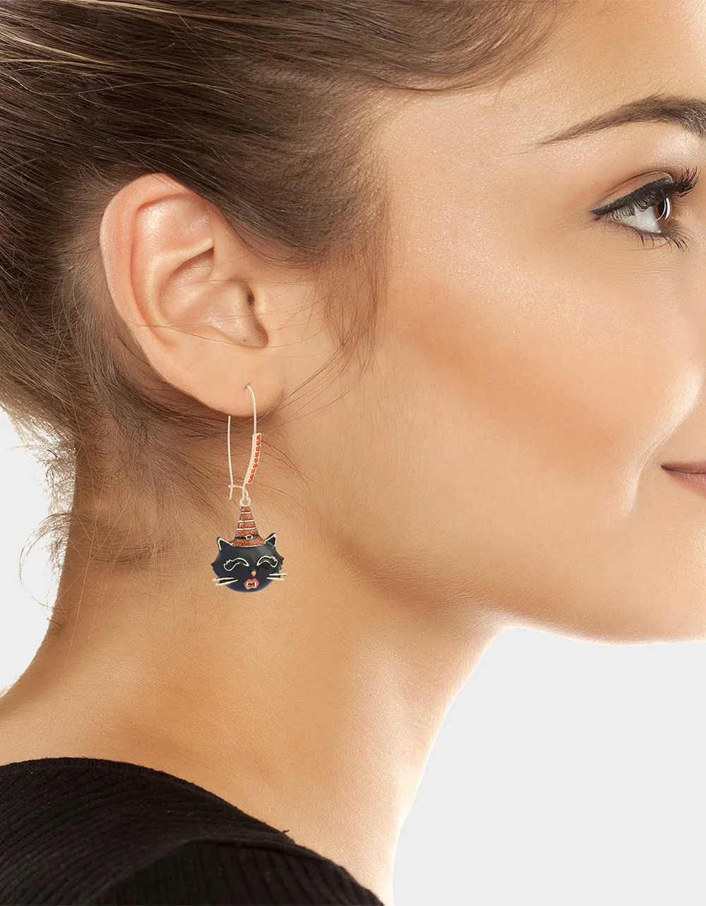 WITCHY CAT SHEPHERD HOOK EARRING BLACK sold by Betsey Johnson product image thumbnail 3