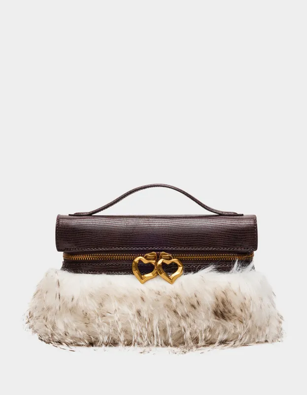 FAUX FUR VANITY CROSSBODY OFF WHITE made by Betsey Johnson