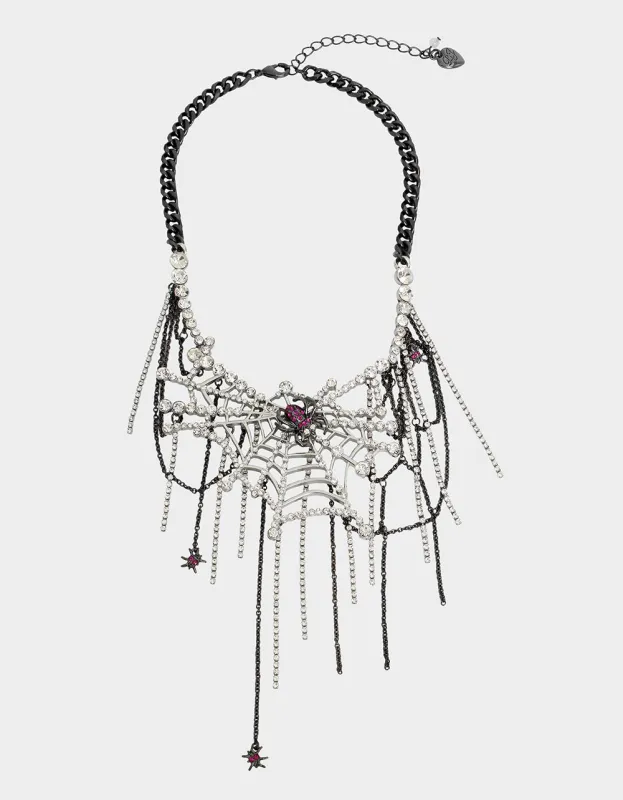 RICH WITCH SPIDER BIB NECKLACE RED made by Betsey Johnson