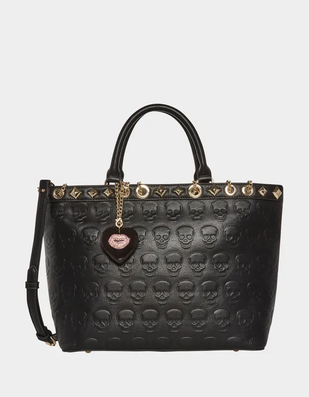 NO BRAINER SKULL TOTE BLACK made by Betsey Johnson