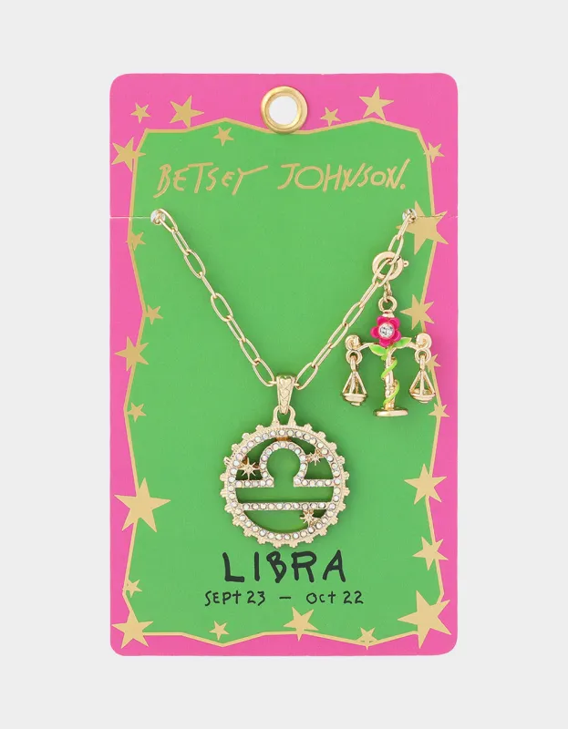 LIBRA CHARM PENDANT FUCHSIA made by Betsey Johnson