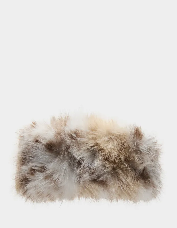 SNOW LEOPARD FAUX FUR HEADBAND IVORY made by Betsey Johnson