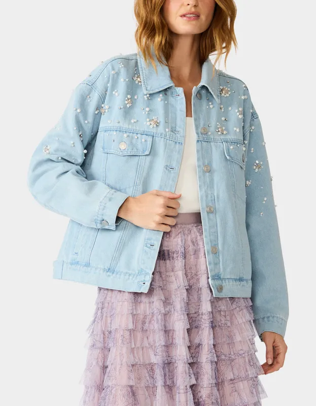PEARL POWER JACKET DENIM made by Betsey Johnson