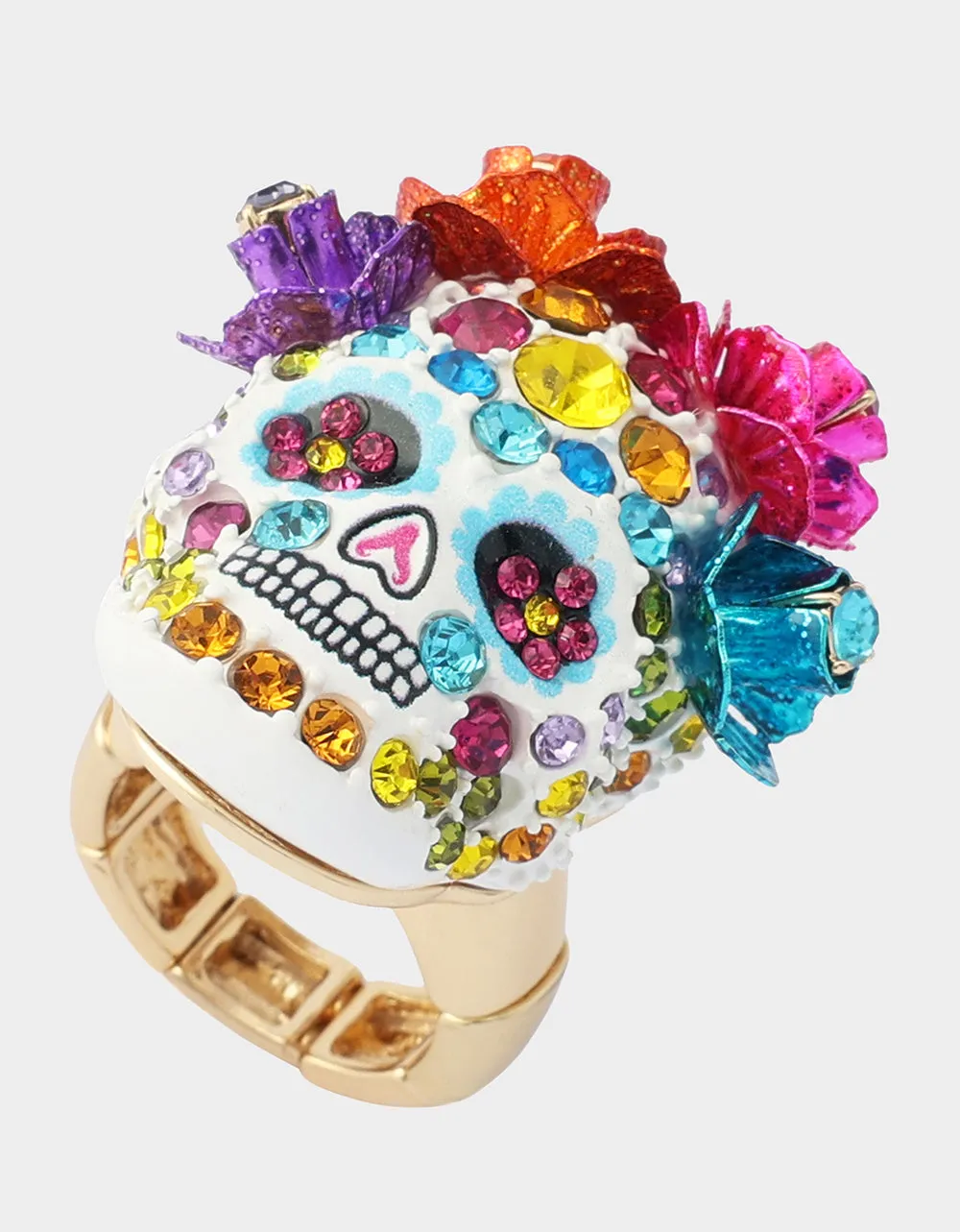 PAVE SKULL STRETCH RING MULTI sold by Betsey Johnson