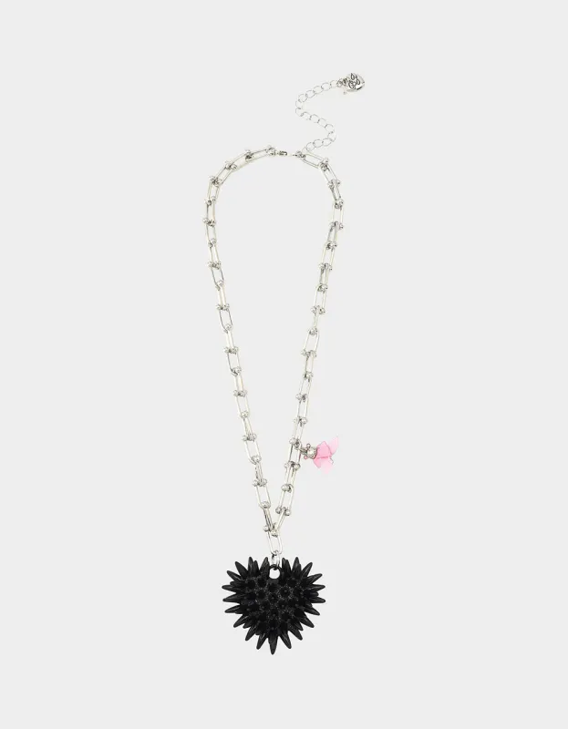 SPIKY HEART PENDANT NECKLACE BLACK made by Betsey Johnson