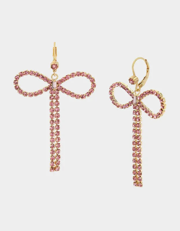 BOW DROP EARRINGS PINK sold by Betsey Johnson