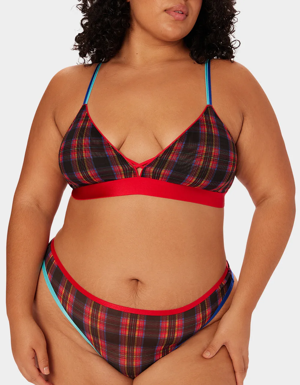 PARADE PLAID BRALETTE RED PLAID sold by Betsey Johnson product image thumbnail 2