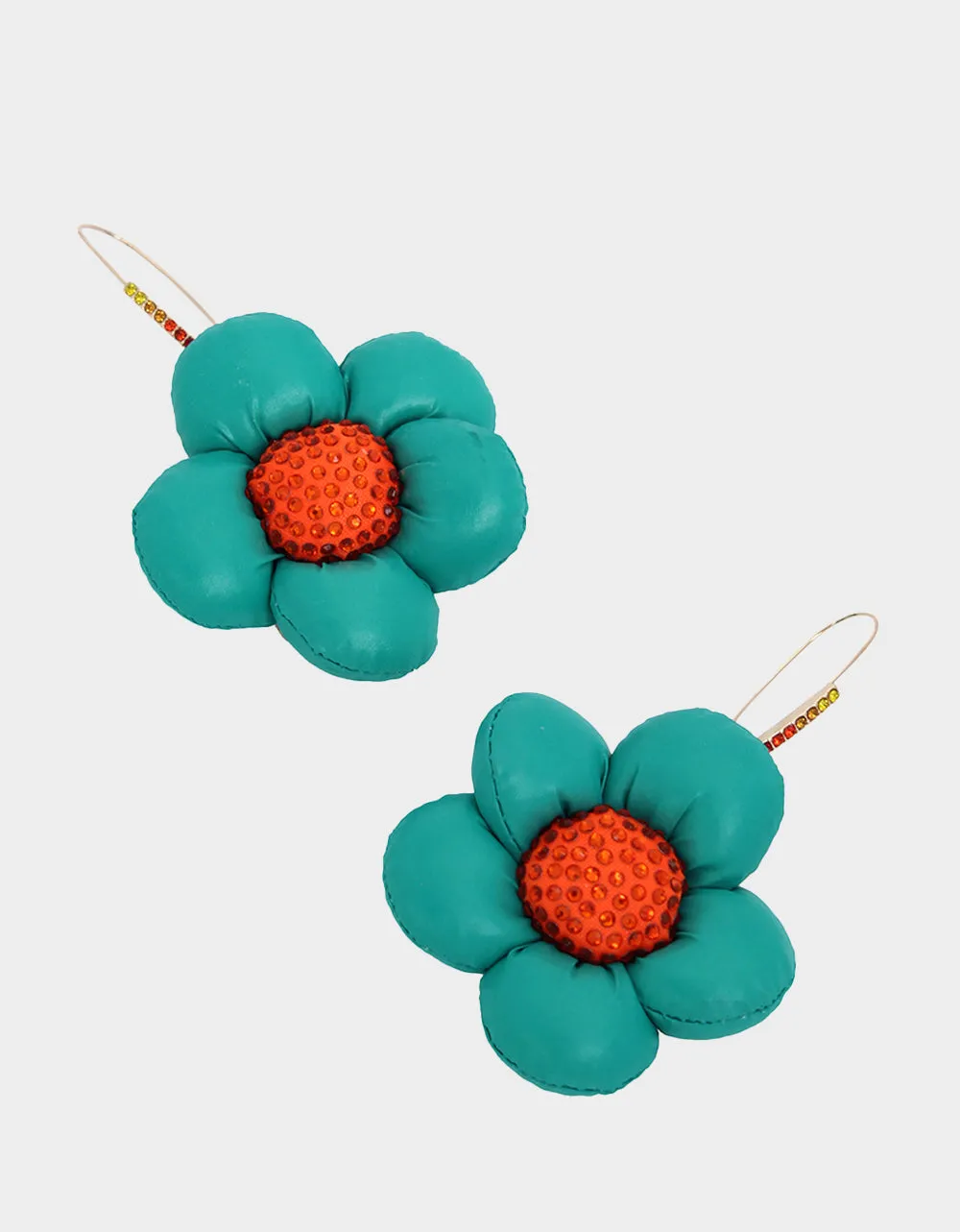 BETSEYS PUFFY FLOWERS HOOK EARRINGS TEAL sold by Betsey Johnson product image thumbnail 3