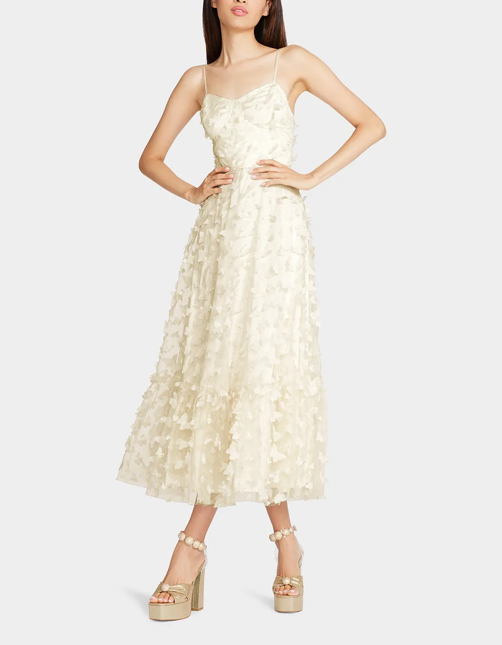 BETSEYS BUTTERFLY MAXI DRESS CREAM sold by Betsey Johnson