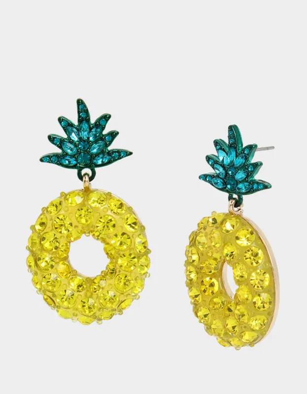BETSEYS POOL PARTY PINEAPPLE DROP EARRINGS YELLOW sold by Betsey Johnson