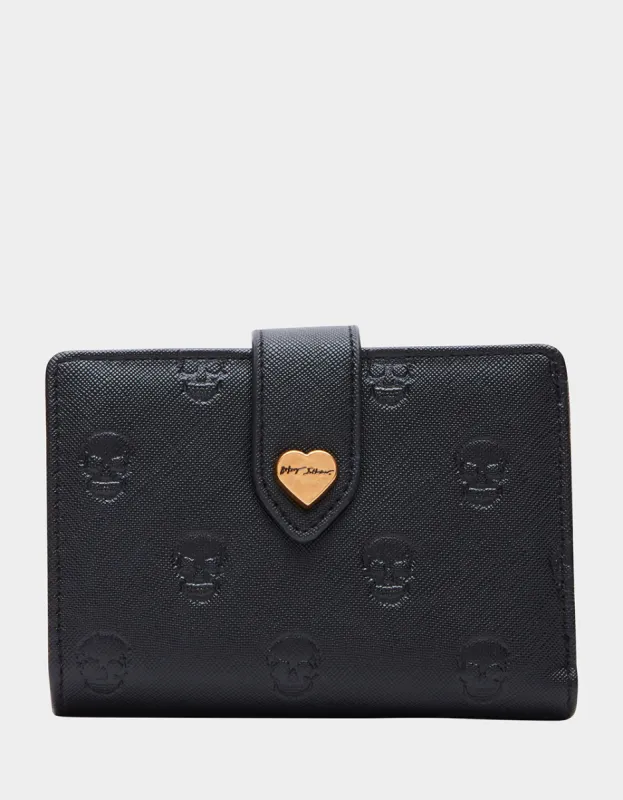 SKULLICIOUS BIFOLD WALLET BLACK | RE:LUV sold by Betsey Johnson