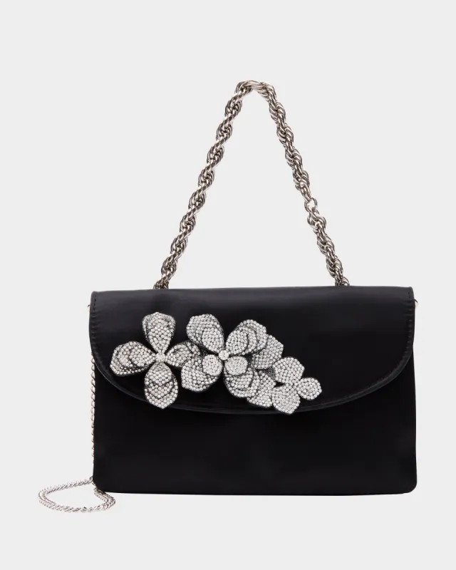 RHINESTONE FLOWER CROSSBODY BLACK sold by Betsey Johnson
