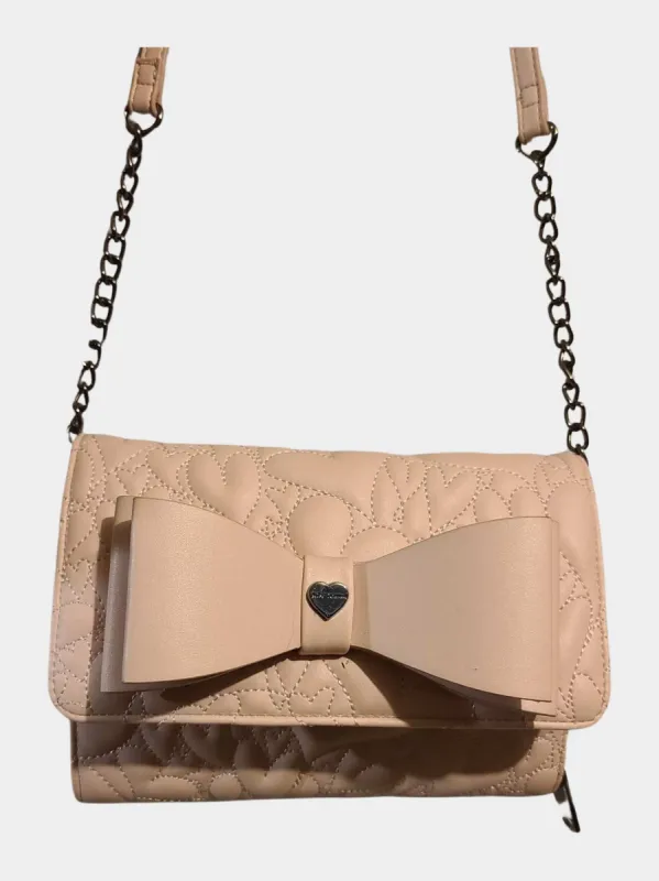 Light pink hand stitches hearts crosbody | RE:LUV sold by Betsey Johnson