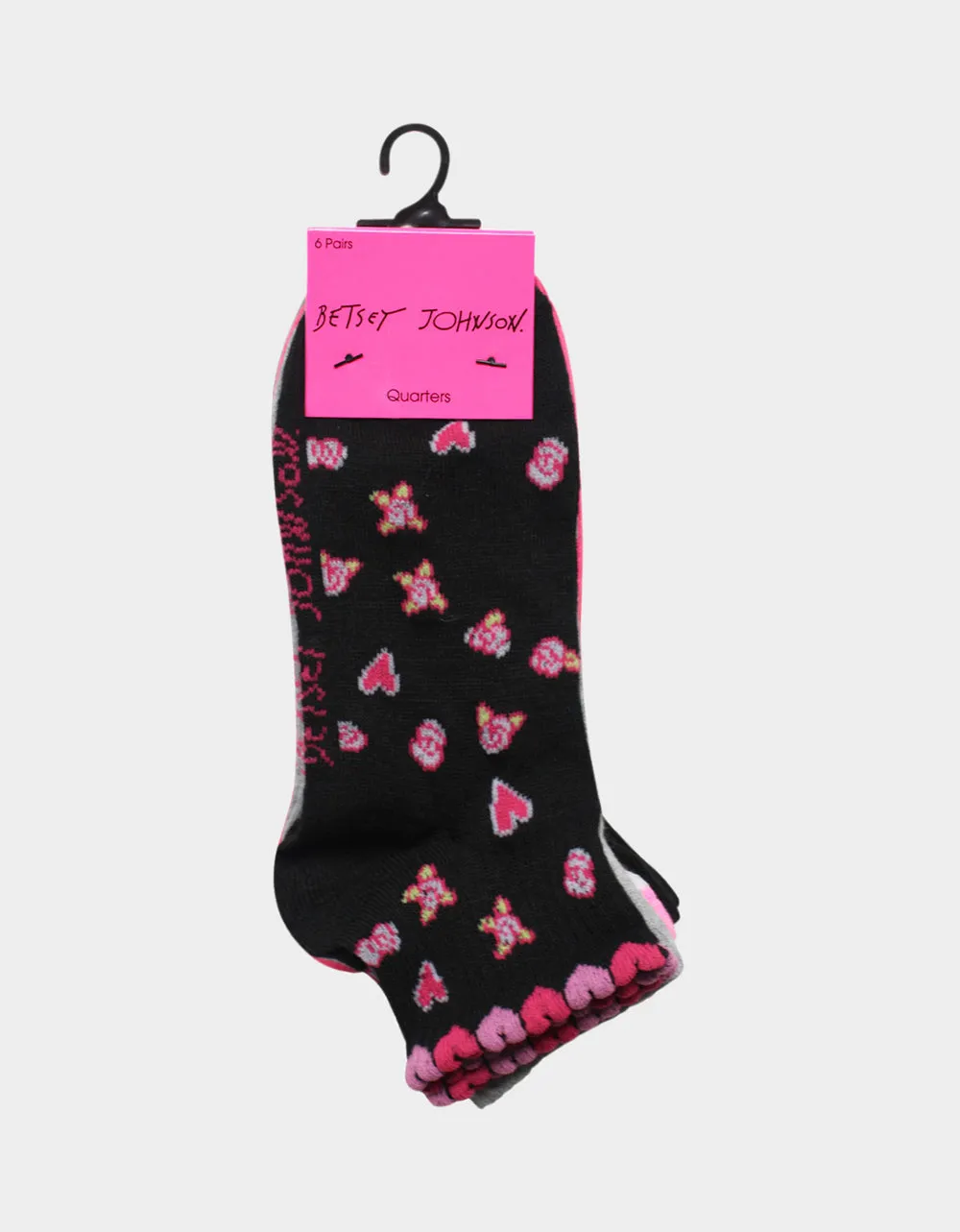 BETSEYS DITSY FLORAL HEARTS 6 PACK BLACK sold by Betsey Johnson product image thumbnail 2