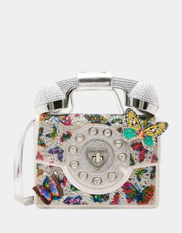 KITSCH BUTTERFLY PHONE BAG SILVER/MULTI sold by Betsey Johnson