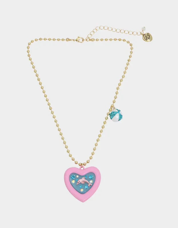 BETSEYS POOL PARTY DOLPHIN FLOATY NECKLACE PINK sold by Betsey Johnson