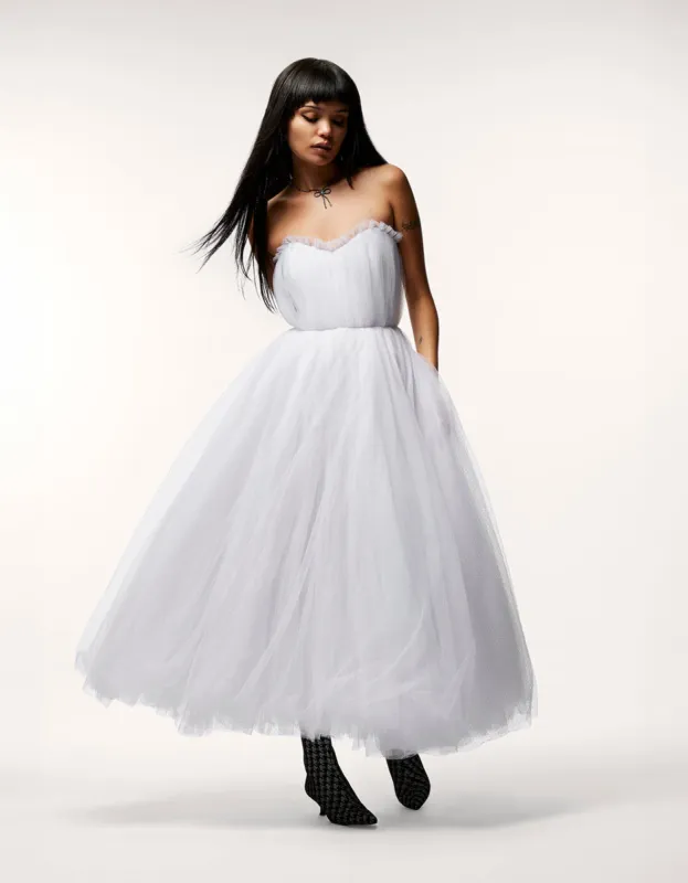 BRIDE VIBES TULLE DRESS WHITE sold by Betsey Johnson