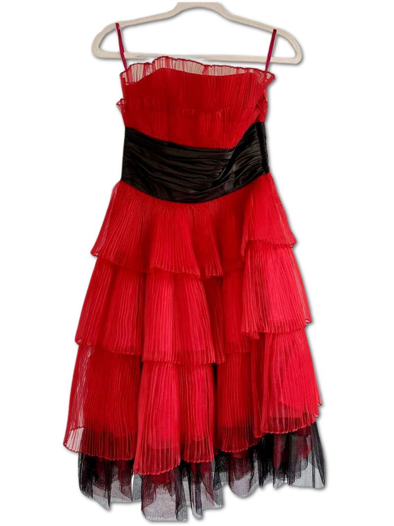 Vintage New York Party Dress Red and Black Tulle | RE:LUV sold by Betsey Johnson