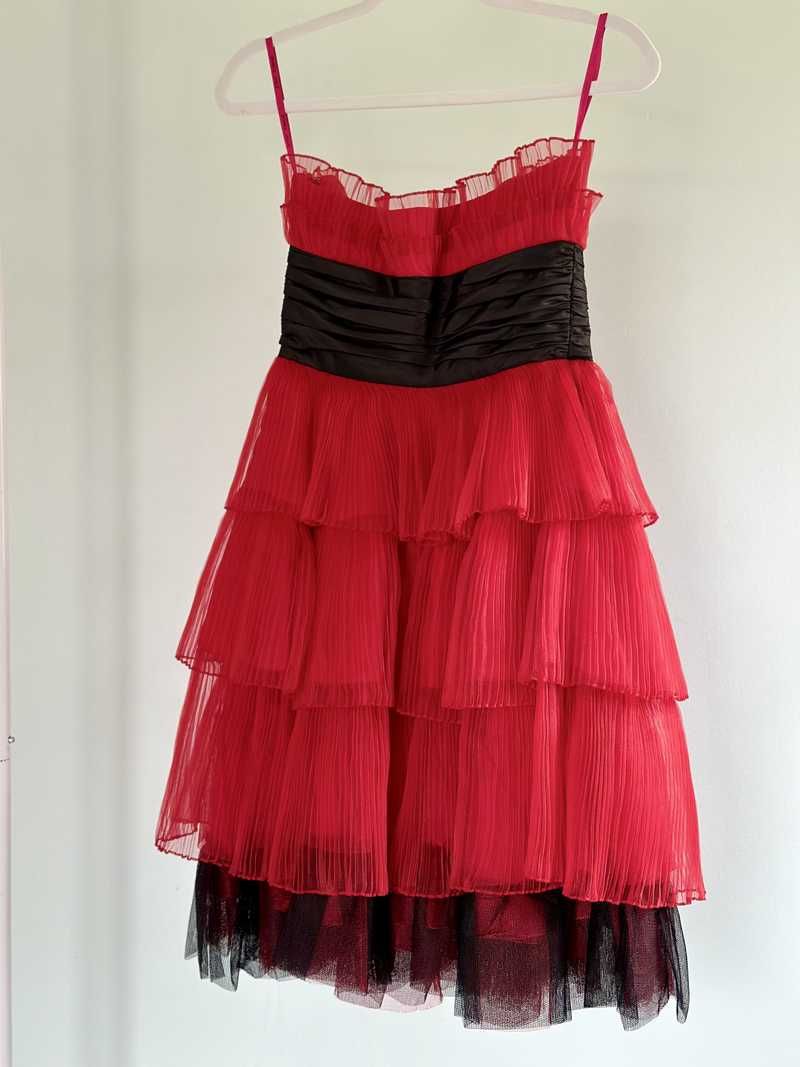 Vintage New York Party Dress Red and Black Tulle | RE:LUV sold by Betsey Johnson product image thumbnail 3