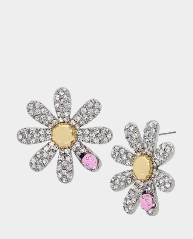 OHH A DAISY FLOWER POST EARRINGS RHINESTONE sold by Betsey Johnson