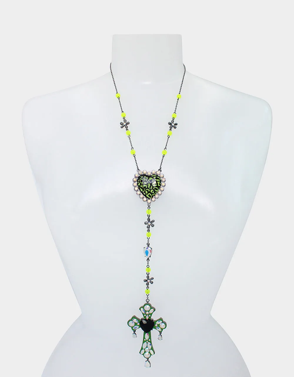 GHOUL FRIENDS CROSS Y NECKLACE GREEN sold by Betsey Johnson product image thumbnail 3