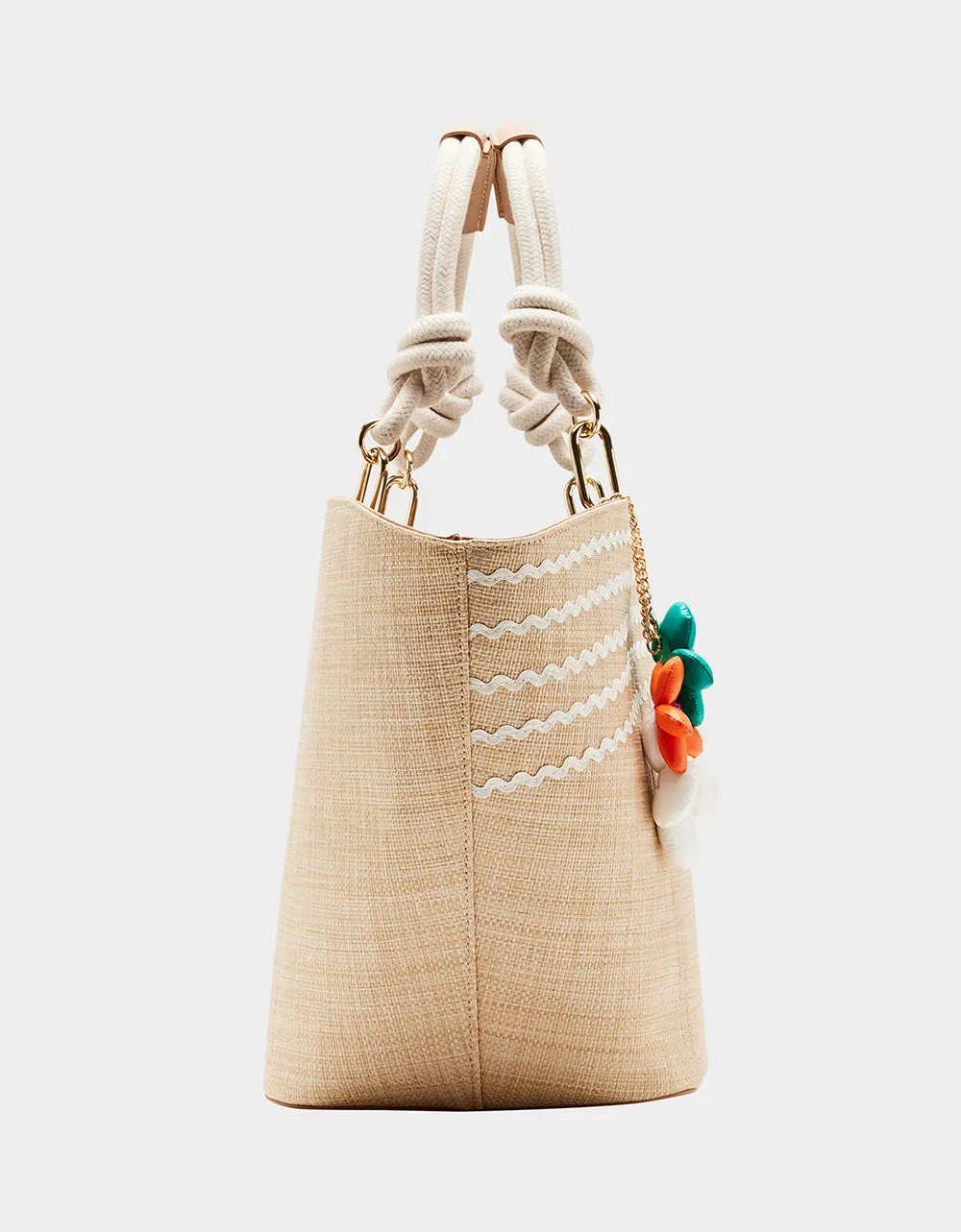 PUFFY FLOWERS LARGE RAFFIA TOTE NATURAL sold by Betsey Johnson product image thumbnail 5