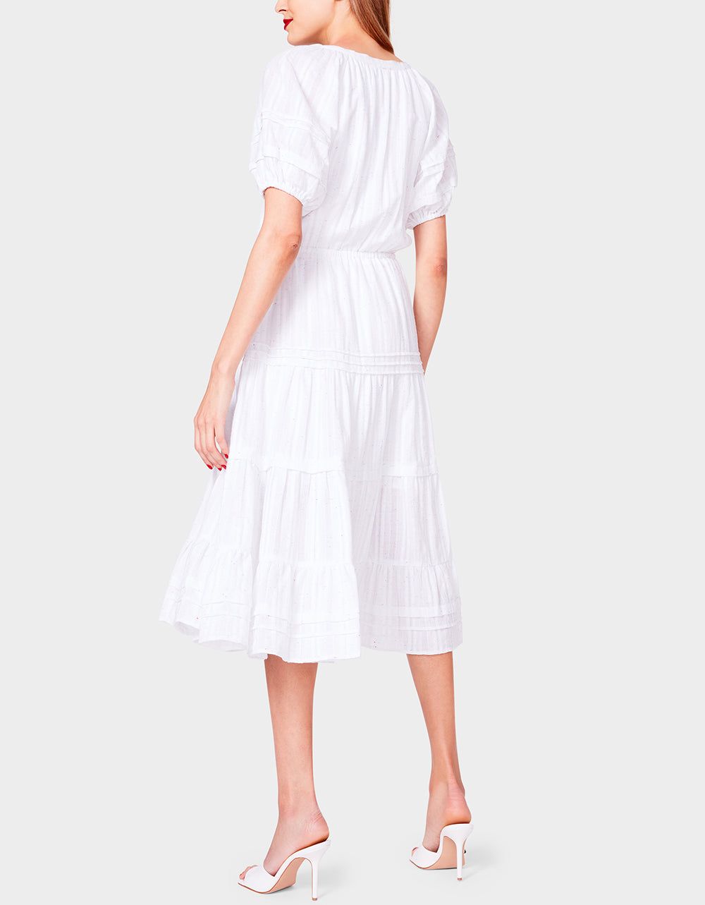 SPECTATOR PUFF SLEEVE MIDI DRESS WHITE | RE:LUV sold by Betsey Johnson product image thumbnail 4
