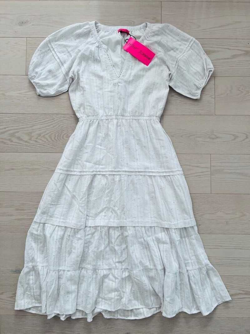 SPECTATOR PUFF SLEEVE MIDI DRESS WHITE | RE:LUV sold by Betsey Johnson product image thumbnail 5